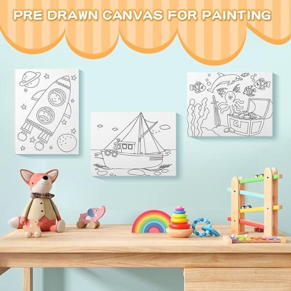 DIY Coloring Pre Printed Canvas Pre Stenciled Painting Kits For School Classroom Activities