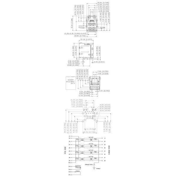 Latch Up One Port Rj45 Female Connector With Dual Ports USB 2.0 Interface