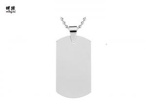 China Personalized Metal Dog Tag Necklaces Shiny Silver Color 28g Weight on sale