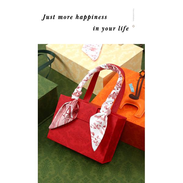 CMYK Printing Cardboard Candy Custom Wedding Gift Box With Handles