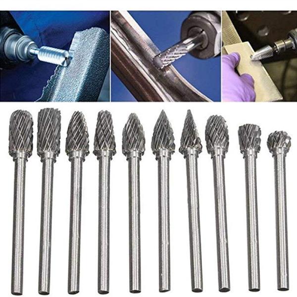BMR TOOLS 10pcs rotary burrs set 6mm dia with 3mm shank for wide usage in plastic packing