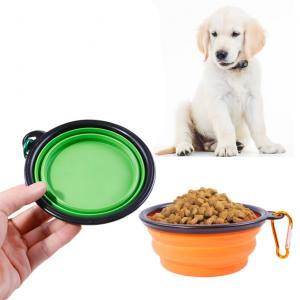 China Customized Travel Portable Folding Bowls With Carabiners Silicone Dog Bowl on sale