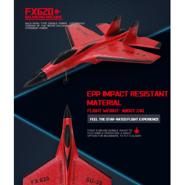 FX620 2.4GHz 2-Channel Foam RC Plane Model Glider RC Jet Airplane with Charging Time of 60 Mins and 3.7V 150mAh Battery