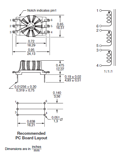6 Pins Small Signal Transformer , Q3903-AL Miniature Toroidal Transformer