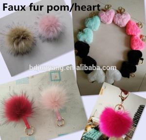 China New design fake fur ball for bag faux fur pom pom with key chain fur pompon accessory on sale