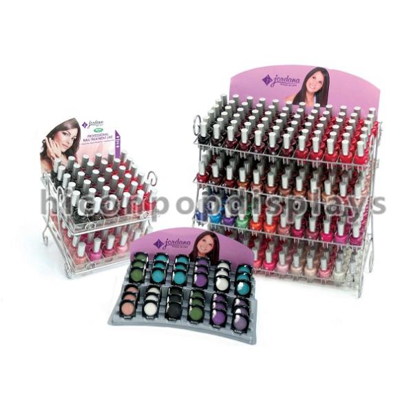 Metal Makeup Display Stands , Nail Polish Counter Display Customized
