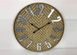 Quality ZYWSC001 27.5 Farmhouse Bamboo Rattan Round Wall Clock Country Style For Wall Decor for sale