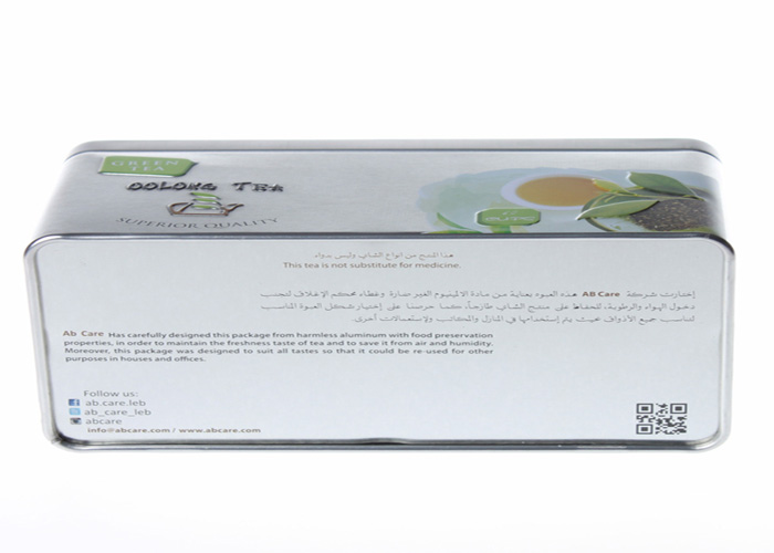 Custom Rectangle Metal Tea Tins Printed and Embossed Container With Lids