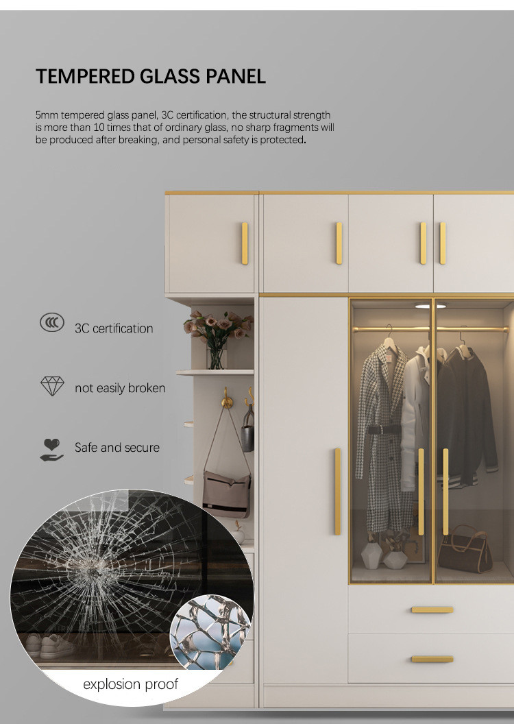 Home Modern Bedroom Furniture MDF Panel Freestanding Wardrobe Cabinet