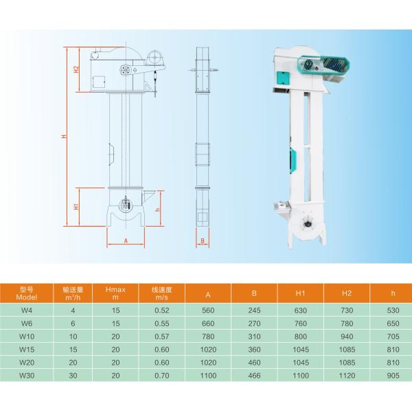 Low Breakage Rice Mill Machine Super Low Speed Grain Bucket Elevator For Rice Processing