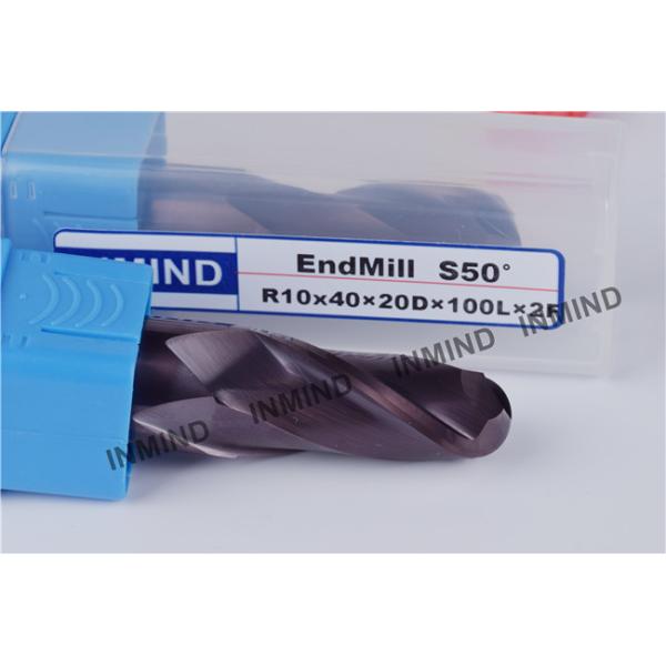 Micro Grain Size HRC50 Ball Nose End Mill With AlTiN Coating H6 Tolerance