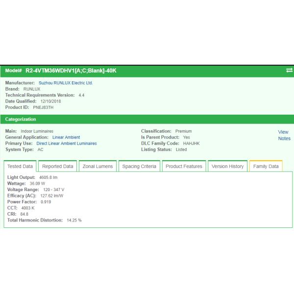 Energy 5000K CCT Motion Sensor Tri proof LED Vapor Tight Garage Light Fixture 130lm/w Luminous Efficiency