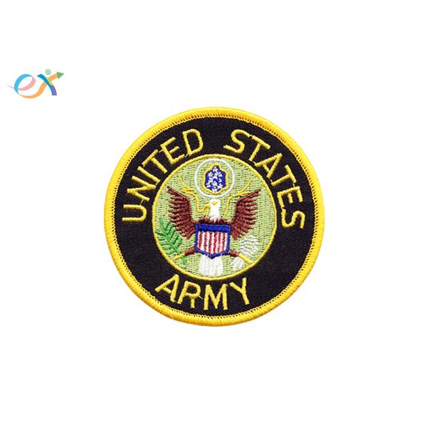Custom Embroidered Military Patches Iron On Type Polyester Material With Merrowed Edge