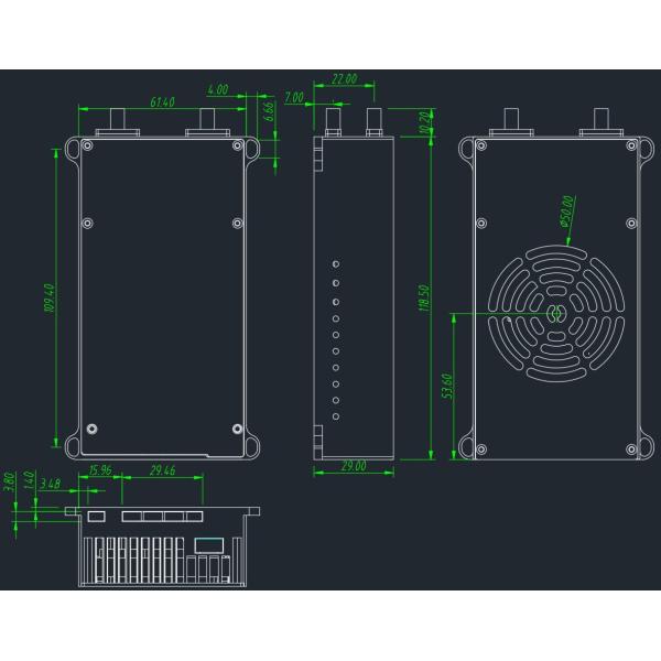 Technical drawing of HCL602-2W Video Data Link Transmitter