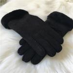 Ladies Black Shearling Lambskin winter Gloves double face sheepskin leather