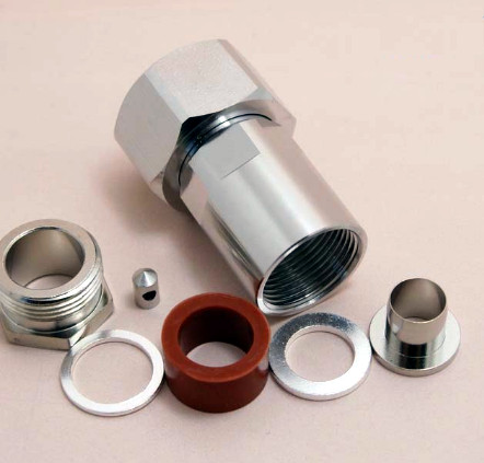 RF connector 4.3-10 male twist on clamp type connector for RG214 coaxial cable all brass made by factory