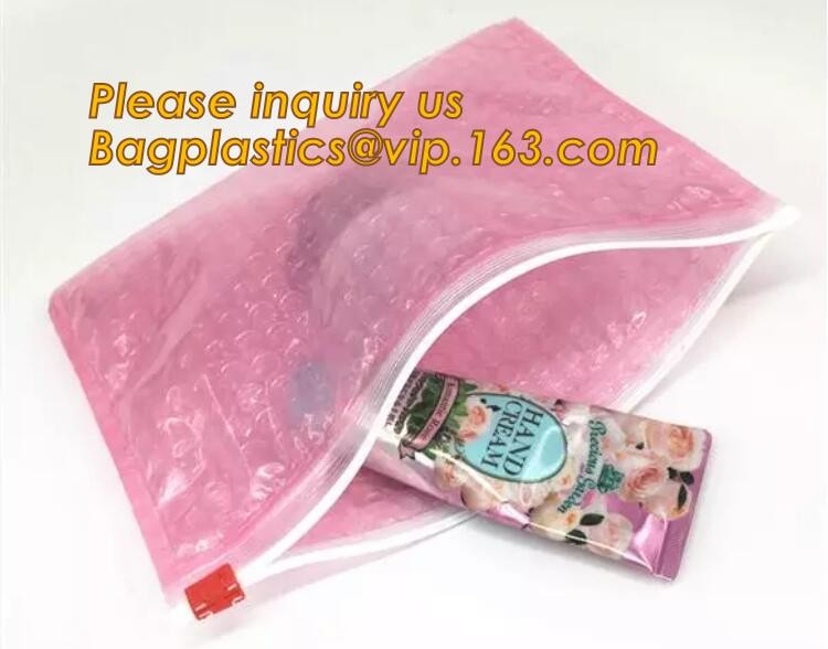 Holographic Zipper Slider Zip Lock Bubble Bag,Cosmetic Zipper Bag/Rose Gold Slider Bubble Bag with Logo,Slider Bubble Zi
