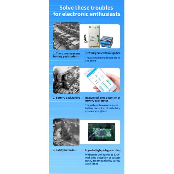 OEM 6s~16s 200a 24v 36v 48v 60v Lithium Ion Battery Bms With Balance Ntc Sensors For Golf Cart EV