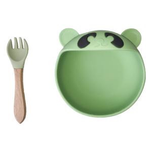 China ODM Silicone Baby Tray Bear Shape Feeding Suction Bowl And Spoon Microwave Safe on sale