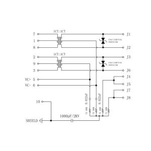 JK0-0020NL | LPJK0020AINL RJ45 Modular Jack ESD / Lightning protector