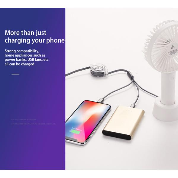3 In 1 Extendable USB 2.0 Charging Cable For Iphone Micro Type C