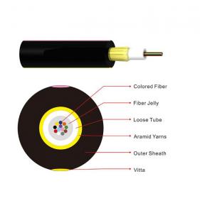 China Central Loose Om3 Pulling Fiber Optic Cable Through Ducts 250um 12F 6MM HDPE on sale