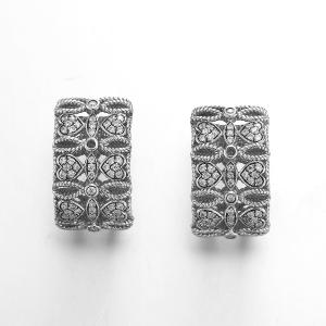 Quality Knot And Heart Surrounded 925 Silver CZ Earrings White Gold Earrings for sale