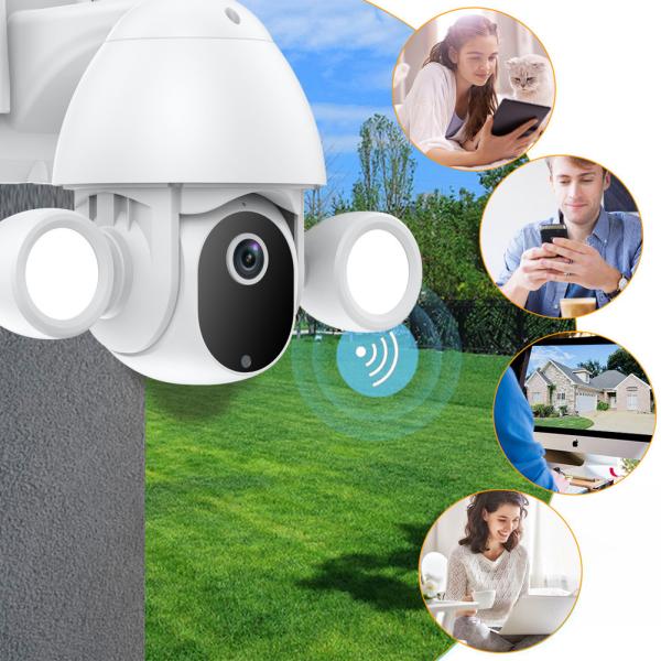 Home Security 3MP Tuya Wifi Camera PTZ Waterproof Floodlight Lighting
