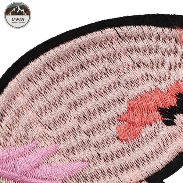 Popular Flamingo Iron On Patch , Embroidery Pink Flamingo Patches Customized Size