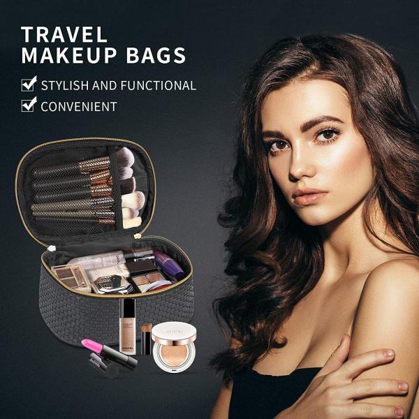 Makeup Bag Travel Cosmetic Bag for Women Portable Waterproof Makeup Organizer Bag Toiletry Bags 3 Pack Black