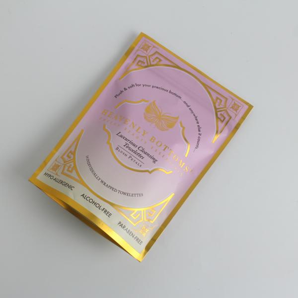 Metallic Custom Stand Up Pouch Gold Stand Up Plastic Bag For Make Up Product