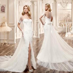 Quality New Arrival Romantic White Mermaid Wedding Dresses Perspective Lace Slim Waist Dress for sale