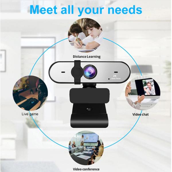 4MP Zoomable USB Camera , 2K Full HD Webcam With Privacy Cover