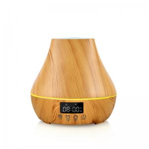 Quality Alarm Clock 400ml Wood Grain Aroma Diffuser With Power Off Protection for sale