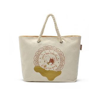 Quality Beige 16oz Printed Promotional Canvas Cotton Tote Bags for sale