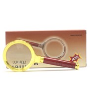 Kids Pocket Flat Handheld Illuminated Magnifiers , Hand Held Magnifying Glass 8x 10x Power