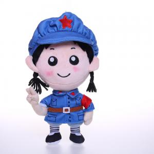 Quality 25cm Light Blue Military Uniform Short Plush Girl Doll Plush Toys for sale