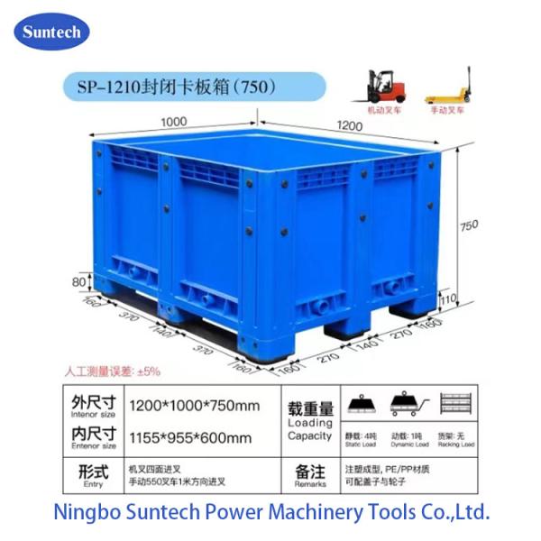 Stackable Heavy Duty Industry Use 20 EA Color Bule Bult Container Platic Storage Container Box