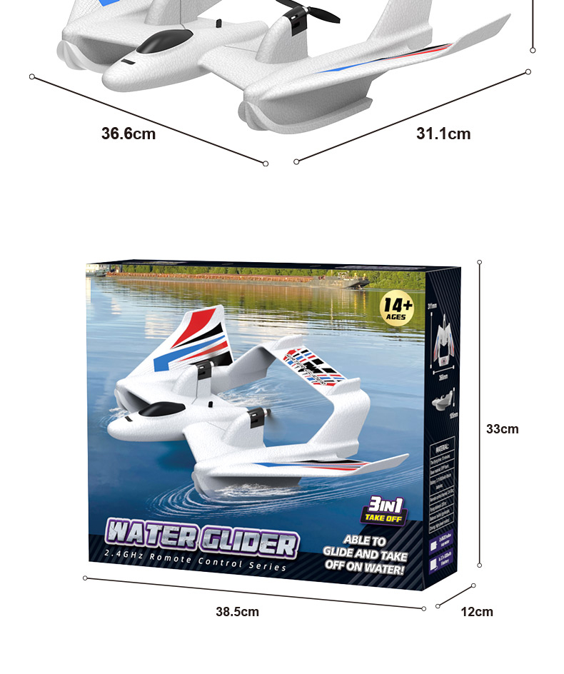 2 Channels Rc Hydroplane Electric Toy Model Flight Stunt Airplane Remote Control Foam Airplane Model Boys Toys