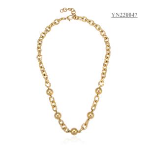Quality Expensive brand golden ball thick chain torque 18k Gold Stainless Steel Necklace for sale