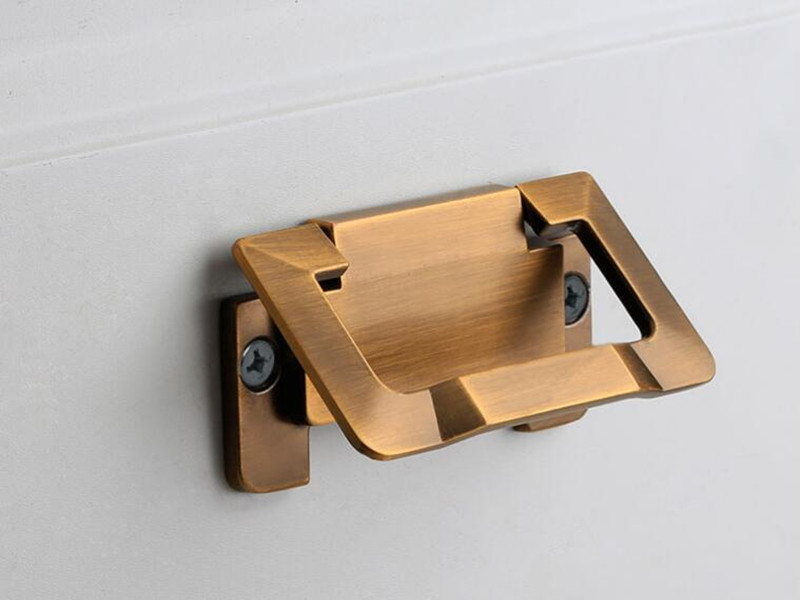 Brush Brass Hidden Drawer Pulls Kitchen Cabinet Knobs / Closet Square 64mm Handles T Bar Pulls Furniture Fittings