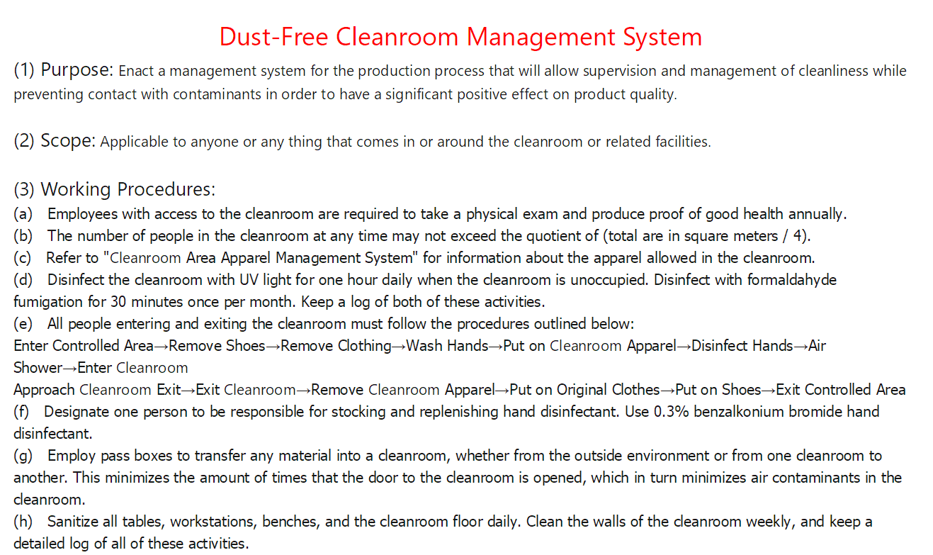 ACR Dust Free Environment FS209E Cleanroom Construction Materials