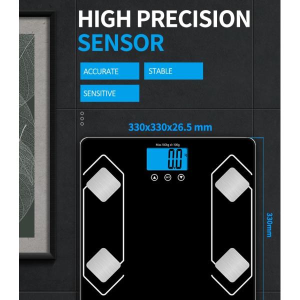 Backlit LCD Display 100G Division Electronic Body Fat Analyser Scale