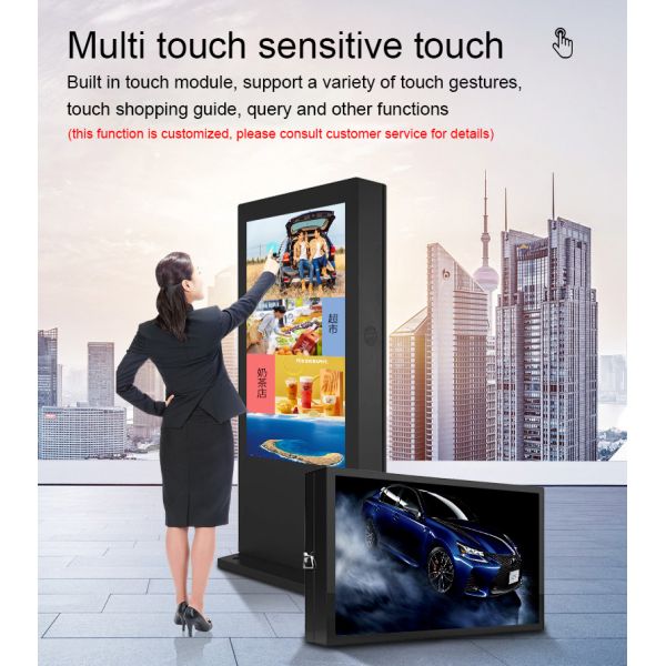 Double-sided Outdoor LCD Digital Signage with 10-Point Capacitive Touch 178/178 View Angle and 110-240V Voltage
