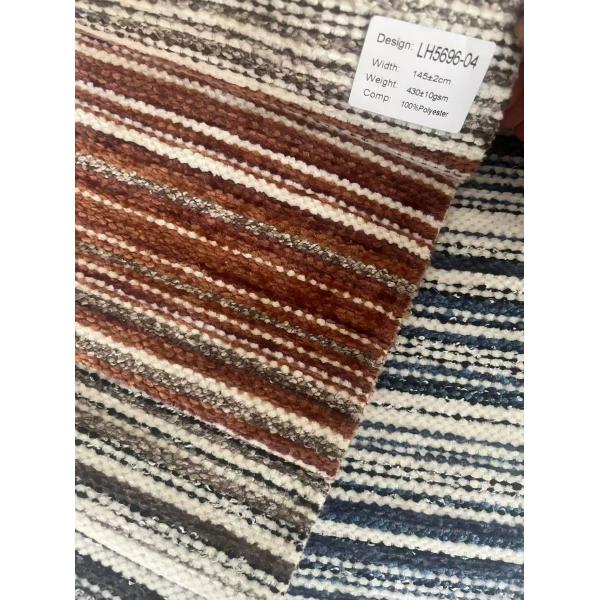 430GSM Heavy Weight Woven Chenille Sofa Fabric with Line Pattern and 100% Polyester for Luxury Upholstery