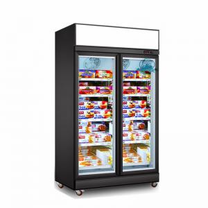 Quality Commercial Double Door Freezer Glass Door Upright Display Refrigerators Freezers for sale