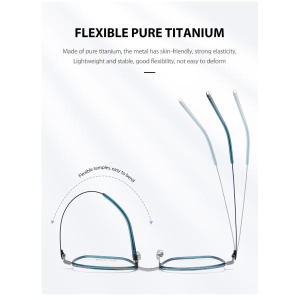 Titanium Frame Square Acetate Glasses , CE Men Fashion Glasses