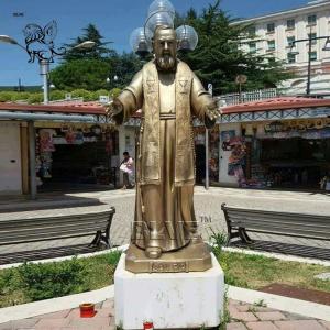 Quality BLVE Saint San Padre Pio Bronze Statue Italy Famous Priest Father Sculpture Life Size Religious Church Antique Outdoor for sale