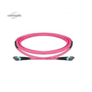 China 1m Multi Fiber Push On MPO Patch Cord With PVC Jacket Aqua Color on sale