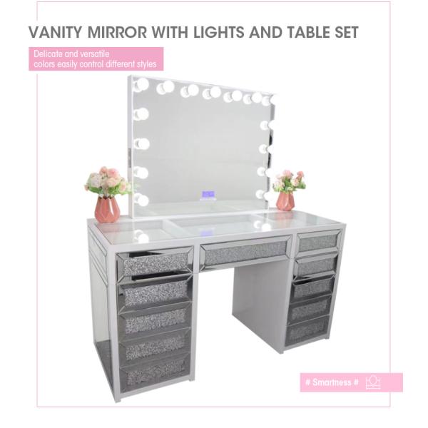 RoHS LED Hollywood Mirror Dressing Table Desk Adjustable